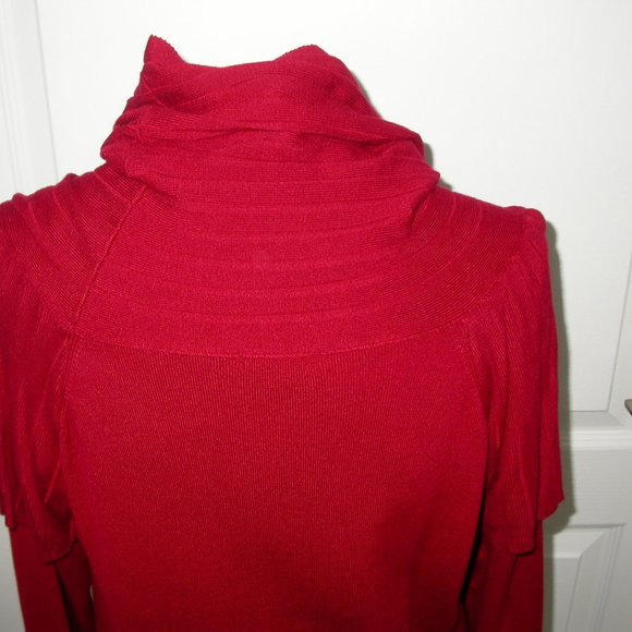 Red Knit Cowl Neck Tunic - Picture 11 of 13